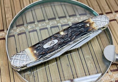 Case XX USA Custom Hand-Fired Peachseed AMBER Bone Muskrat Knife #10 - Image 3