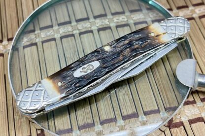 Case XX USA Custom Hand-Fired Peachseed AMBER Bone Muskrat Knife #11 - Image 3