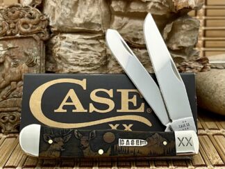 NEW Case XX USA Antique Bone The RUT Deer Scene 1/500 Bullet XX Trapper Knife