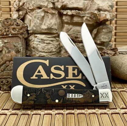 NEW Case XX USA Antique Bone The RUT Deer Scene 1/500 Bullet XX Trapper Knife