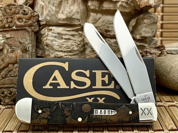 NEW Case XX USA Antique Bone The RUT Deer Scene 1/500 Bullet XX Trapper Knife