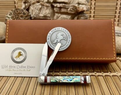 Case XX Wild Horse Custom Abalone & Bloody Jasper Baby Doc Knife #1 - Image 4