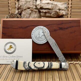 Case XX Wild Horse Custom Cross-Cut Mammoth & Onyx Damascus Slimline Trapper Knife #1