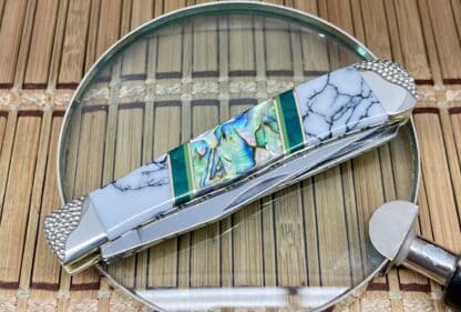 Case XX Wild Horse Custom Abalone, Jade & White Turquoise Trapper Knife #1 - Image 2