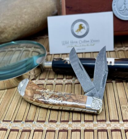 Case XX Wild Horse Custom Mammoth Bark Fossil Damascus Saddlehorn Knife #3 - Image 2