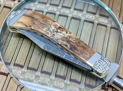 Case XX Wild Horse Custom Mammoth Bark Fossil Damascus Saddlehorn Knife #3 - Image 5