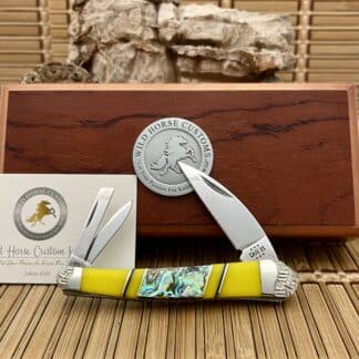 Case XX Wild Horse Custom Exotic Abalone & Yellow Spiny Seahorse Whittler Knife #1