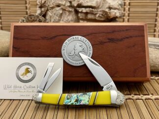 Case XX Wild Horse Custom Exotic Abalone & Yellow Spiny Seahorse Whittler Knife #1