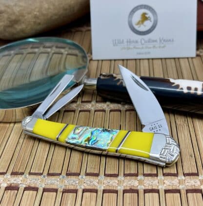 Case XX Wild Horse Custom Exotic Abalone & Yellow Spiny Seahorse Whittler Knife #1 - Image 2