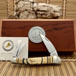 Case XX Wild Horse Custom Cross-Cut Mammoth Fossil Seahorse Whittler Knife #5