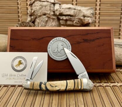 Case XX Wild Horse Custom Cross-Cut Mammoth Fossil Seahorse Whittler Knife #5