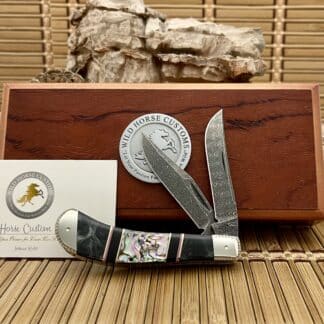 Case XX Wild Horse Custom Paua Abalone & Onyx Damascus Saddlehorn Knife #1