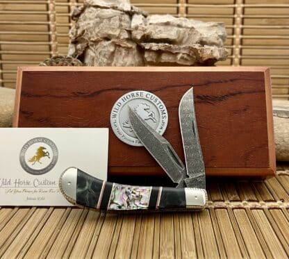 Case XX Wild Horse Custom Paua Abalone & Onyx Damascus Saddlehorn Knife #1
