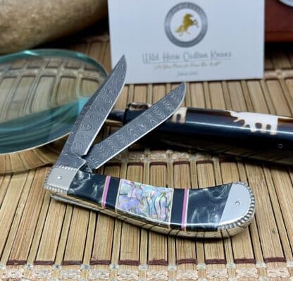 Case XX Wild Horse Custom Paua Abalone & Onyx Damascus Saddlehorn Knife #1 - Image 4