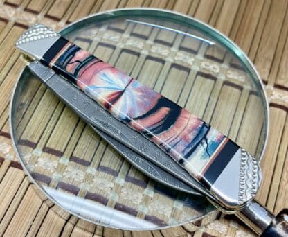 Case XX Wild Horse Custom Red Cross-Cut Mammoth & Onyx Damascus Trapper Knife #1 - Image 2