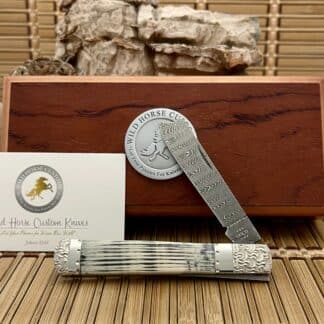 Case XX Wild Horse Custom Gray Mammoth Bark Damascus Razor Barlow Knife #1