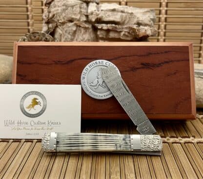 Case XX Wild Horse Custom Gray Mammoth Bark Damascus Razor Barlow Knife #1