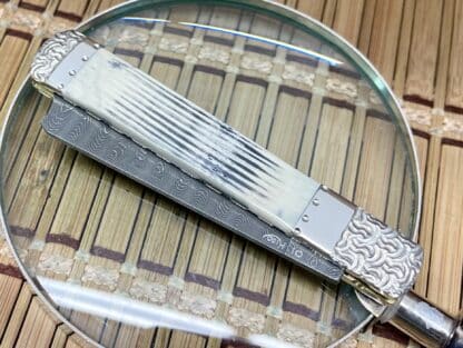Case XX Wild Horse Custom Gray Mammoth Bark Damascus Razor Barlow Knife #1 - Image 4