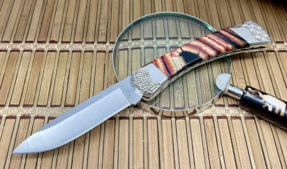 Buck 110 USA Wild Horse Custom Red Cross-Cut Mammoth Fossil Hunter Knife #01 - Image 2