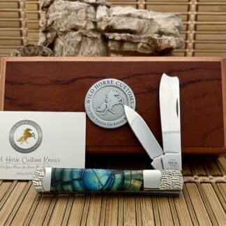 Case XX Wild Horse Custom Blue Cross-Cut Mammoth Fossil Razor Barlow #01