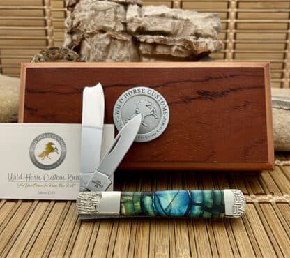 Case XX Wild Horse Custom Blue Cross-Cut Mammoth Fossil Razor Barlow #01 - Image 4