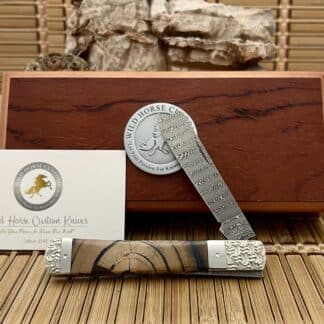 Case XX Wild Horse Custom Cross-Cut Mammoth Fossil Damascus Razor Knife #01