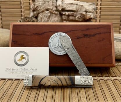 Case XX Wild Horse Custom Cross-Cut Mammoth Fossil Damascus Razor Knife #01