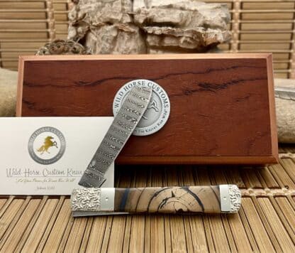 Case XX Wild Horse Custom Cross-Cut Mammoth Fossil Damascus Razor Knife #01 - Image 4