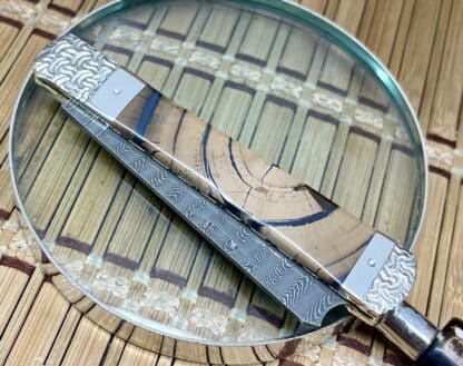 Case XX Wild Horse Custom Cross-Cut Mammoth Fossil Damascus Razor Knife #01 - Image 3
