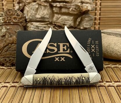 Case Limited Edition – USA Natural Bone Muskrat Knife with Engraved Bolsters & Diamond XX Shield - Image 3