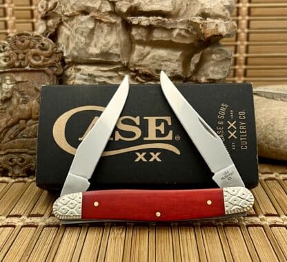 Case XX Muskrat – USA Custom Red Bone Knife with Diamond XX Shield & Engraved Bolsters - Image 3