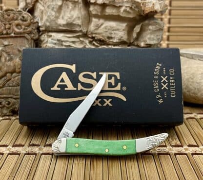 Intricate Engraved Toothpick – Case XX Custom Emerald Green Bone Knife (#4 of 5) - Image 4