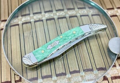 Intricate Engraved Toothpick – Case XX Custom Emerald Green Bone Knife (#4 of 5) - Image 3
