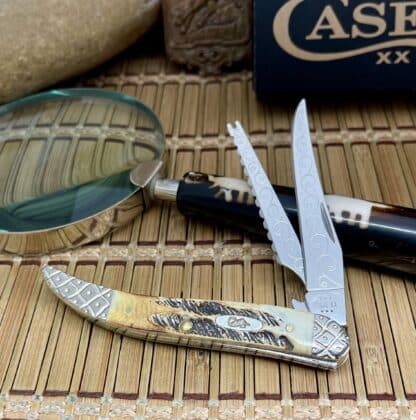 Legendary Case XX Fishing Knife – 6.5 Bone Stag with Custom Scrolled Blade (#02 of 50) - Image 2