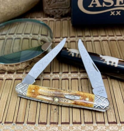 Case Stag Knife – Custom Muskrat with Burnt Bone Handles & Scrolled Blades (#007 of 100) - Image 2