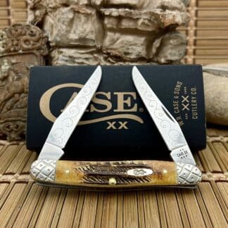 case muskrat stag handles engraved