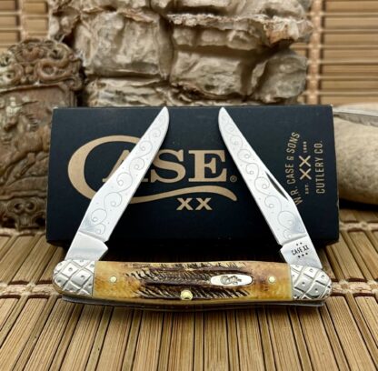 case muskrat stag handles engraved