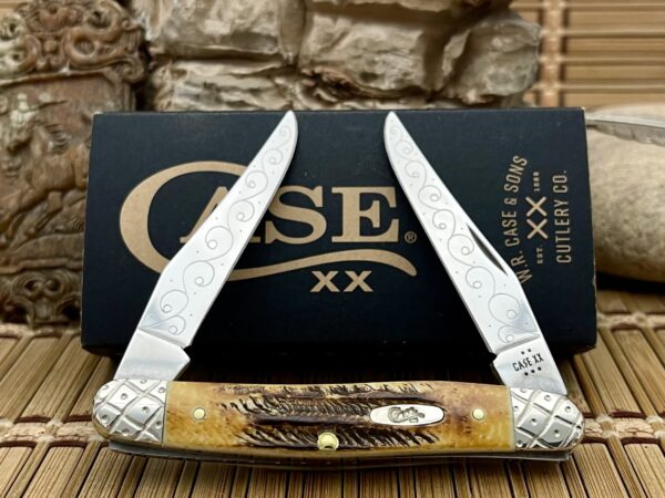 case muskrat stag handles engraved
