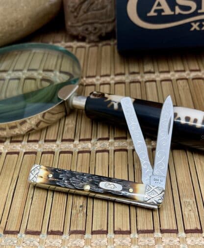 Engraved Baby Doc – Case XX Custom Peachseed Amber Bone Pocket Knife #001 - Image 2