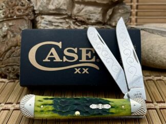 Engraved Trapper – Custom Case XX Green Apple Bone Knife (#02 of 15