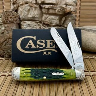 Engraved Trapper – Custom Case XX Green Apple Bone Knife (#02 of 15
