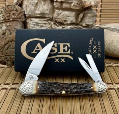 Case Whittler Knife – Custom Seahorse Whittler in Amber Bone with Engraved Bolsters (#001 of 100) - Image 4