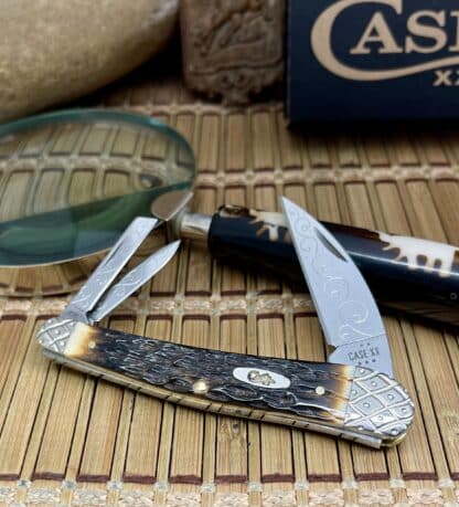 Engraved Whittler – Case XX Custom Seahorse Knife in Amber Bone #004 - Image 3