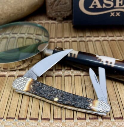 Engraved Whittler – Case XX Custom Seahorse Knife in Amber Bone #004 - Image 4