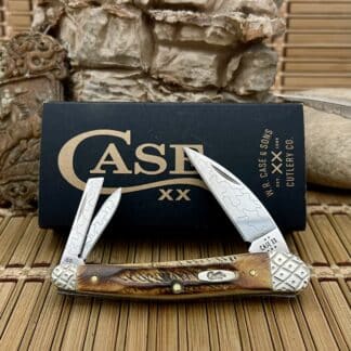 case seahorse whittler, engraved 6.5 bone stag 05
