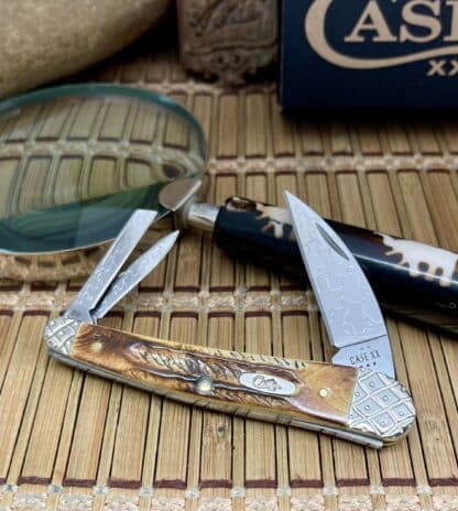 Case Seahorse Whittler – Custom 6.5 Bone Stag Knife with Scrolled Blades (#05 of 50) - Image 2