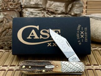 engraved barlow pocket knife 6.5 bone stag