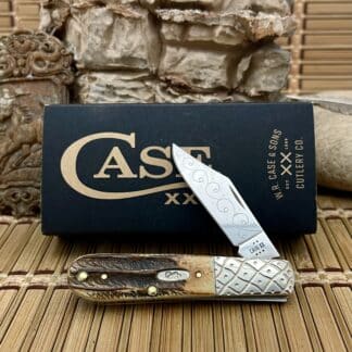 engraved barlow pocket knife 6.5 bone stag
