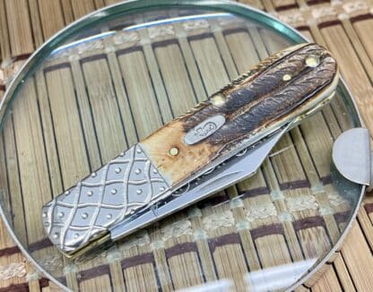 Engraved Barlow Pocket Knife – Case XX Burnt Bone Stag with Scrolled Blade & Filework (#10 of 50) - Image 3