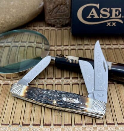 Engraved Pocket Knife – Case XX Large Stockman with Peachseed Amber Bone, Filework & COA - Image 3